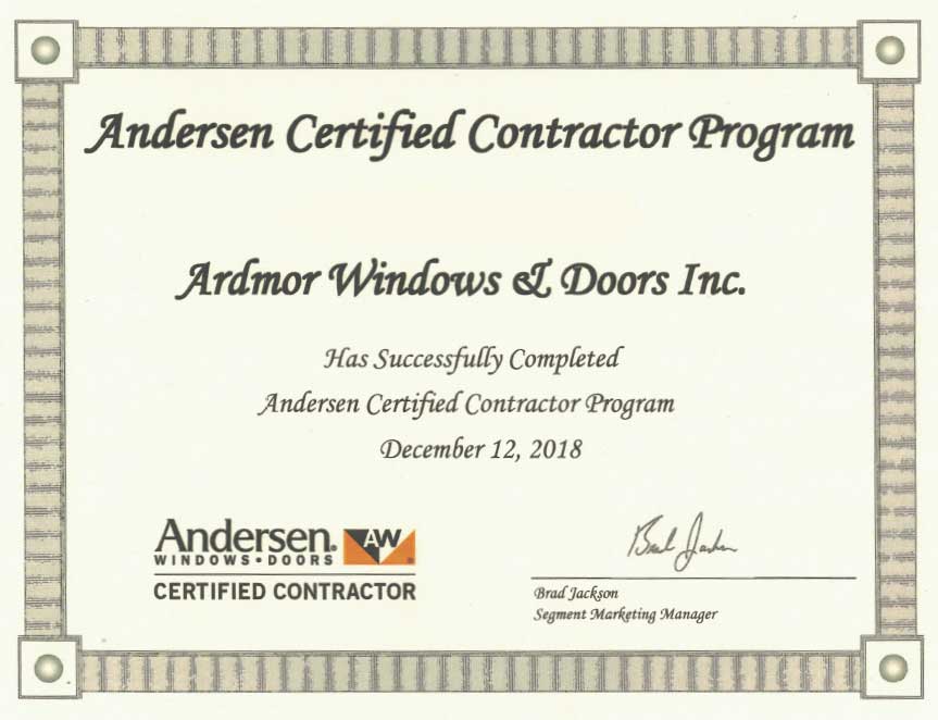 Andersen-Certified-Contractor Andersen Certified Contractor