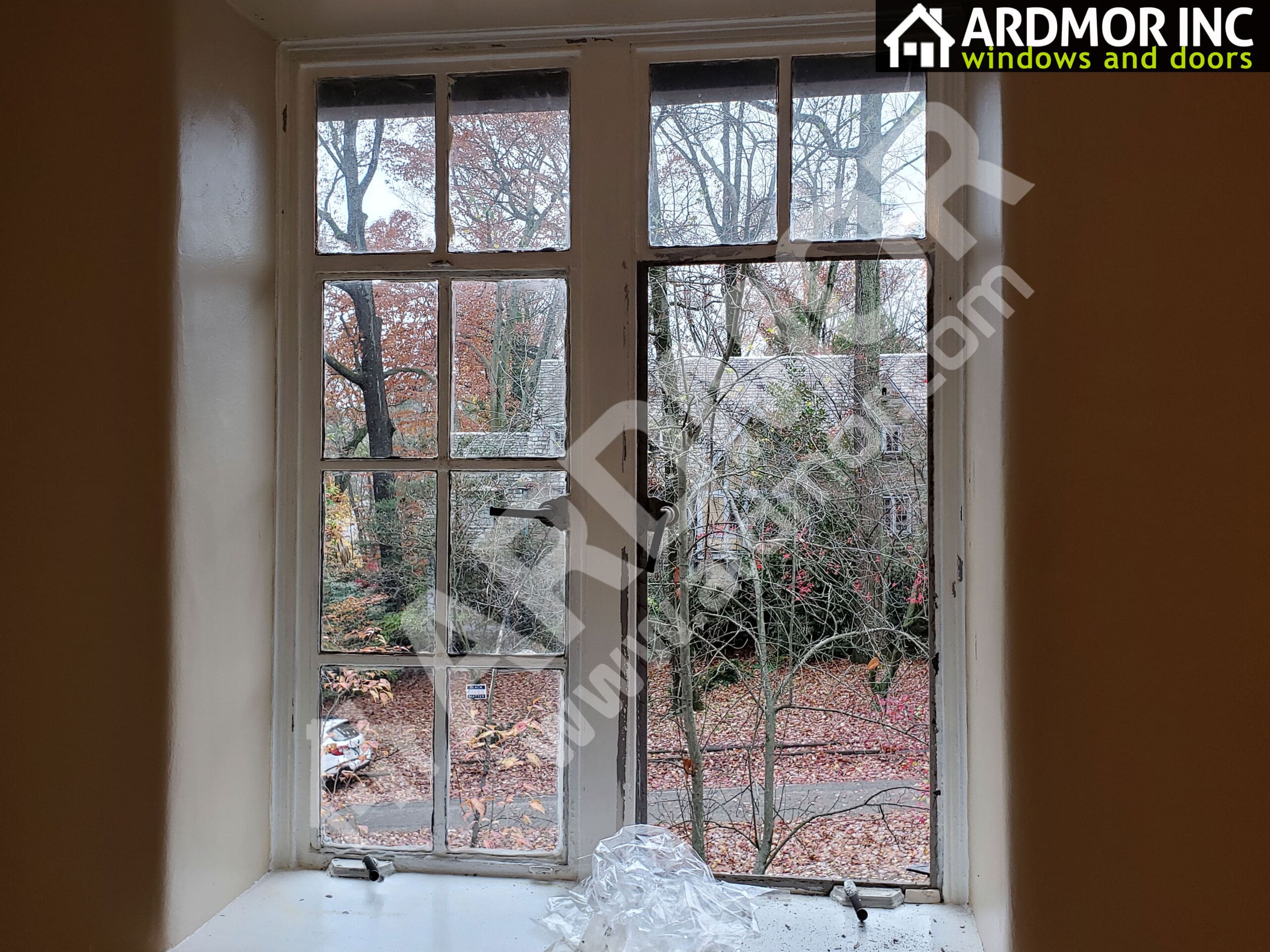 Replacing_Metal_Window_with_Andersen_A-Series_Twin_Casement_in _Elkins_Park_Before